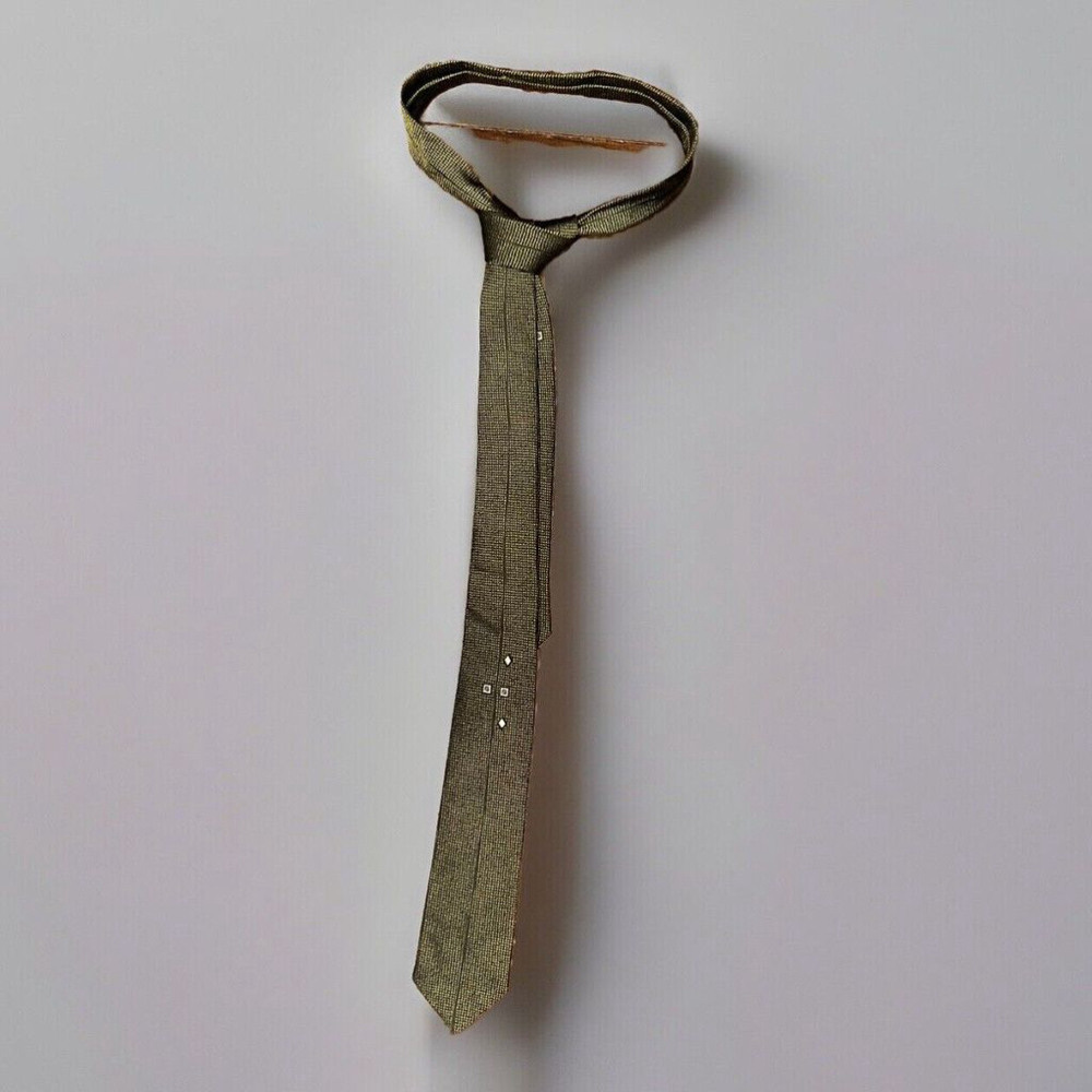 VTG 1940s Men’s Green Iridescent Necktie Embroidered Accent